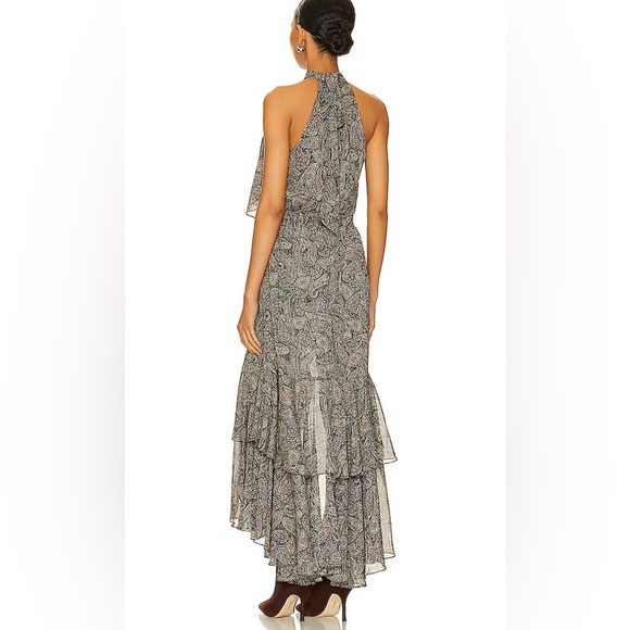 MISA Los Angeles Aneva Midi Halter Dress Paisley Shimmer White WMN SZ MEDIUM NWT - Picture 13 of 13